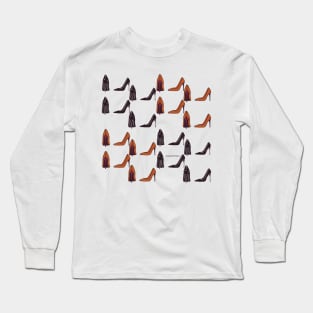 black/orange heels pattern Long Sleeve T-Shirt